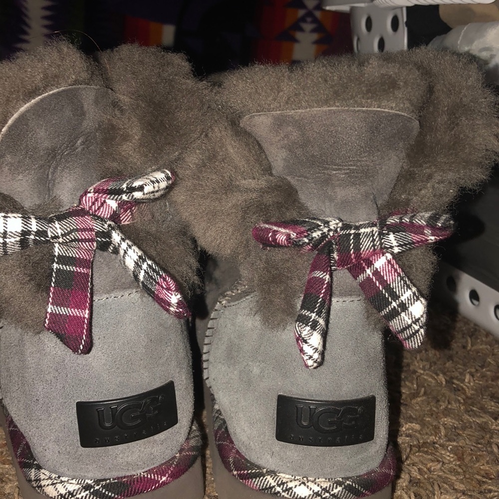 Plaid and gray ugg boots